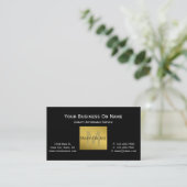 Moderne Klassieker Zwart Wit Goud Monogram Visitekaartje (Staand voorkant)