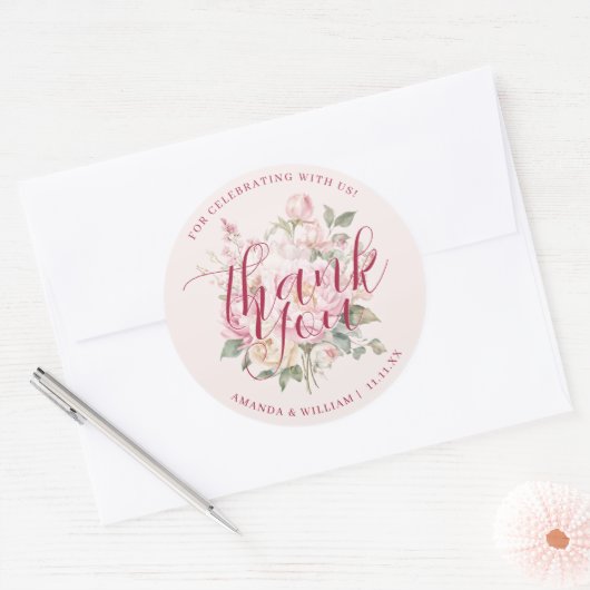 Moderne klassiekers roze rozen bloemen dank u guns ronde sticker (Envelop)