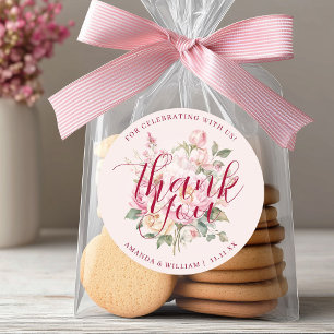 Moderne klassiekers roze rozen bloemen dank u guns ronde sticker