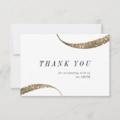 Moderne, klastige, minimalistische goudglitter bedankkaart (Voorkant)