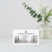 Moderne Klaver Logo Luxe Boutique Witte Foto Visitekaartje (Staand voorkant)