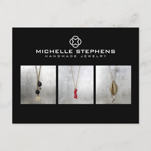 Moderne Klaver Logo Luxe Boutique Zwart Foto Briefkaart (Voorkant)