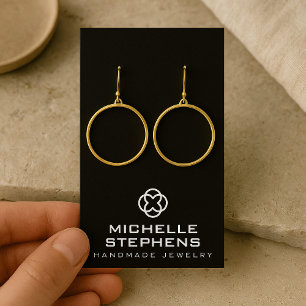 Moderne Klaver Logo Sieraden Oorbel Houder Zwart Visitekaartjes