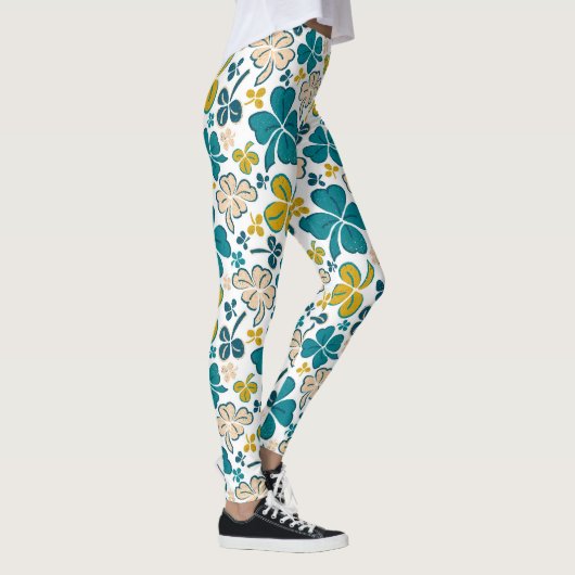 Moderne Klaver Shamrock Patroon St. Patrick`s Day Leggings (Rechts)