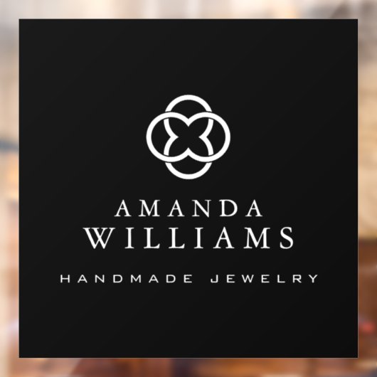 Moderne Klaverlogo Luxe Boetiek Zwart Raamsticker (Vel 2)