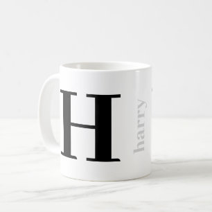Moderne Kledig Monogram Naam Zilver Zwart Koffiemo Koffiemok