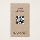Moderne Kleding Logo QR Code Kraft Display Label Visitekaartje (Achterkant)