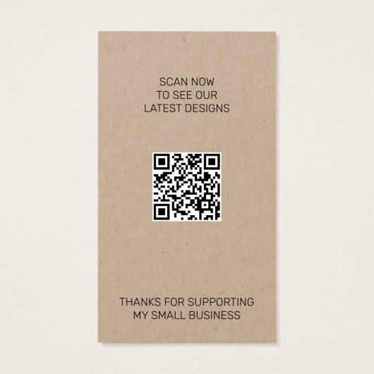 Moderne Kleding Logo QR Code Kraft Display Label Visitekaartje (Achterkant)