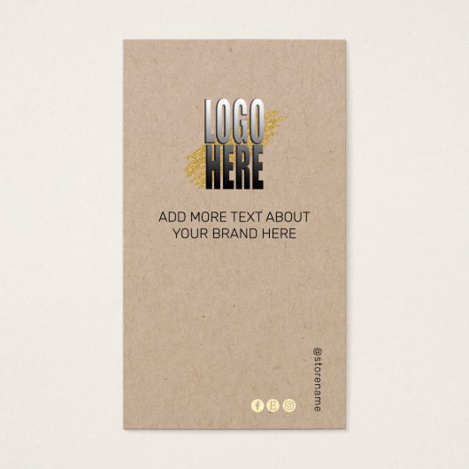 Moderne Kleding Logo QR Code Kraft Display Label Visitekaartje (Voorkant)