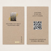 Moderne Kleding Logo QR Code Kraft Display Label Visitekaartje (Voorkant /achterkant)