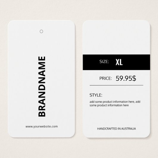 Moderne Kledingprijs Hang Label Visitekaartje (Voorkant /achterkant)