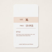 Moderne Kledingprijs Hang Label Visitekaartje (Achterkant)
