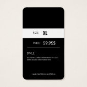 Moderne Kledingprijs Hang Label Visitekaartje (Achterkant)