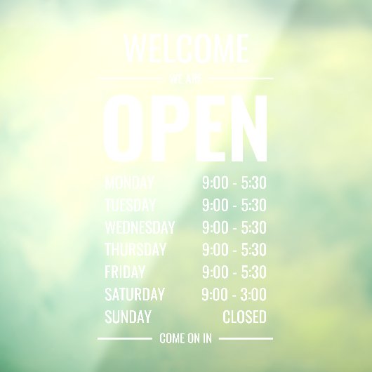 Moderne Kledingwinkel Winkel Openingstijden Begroe Raamsticker (Vel 3)