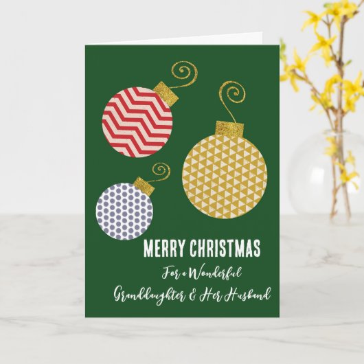 Moderne kleindochter & haar man Vrolijk Kerstfeest Kaart (Gele Bloem)