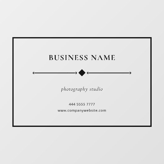 Moderne Kleine Bedrijfsnaam Zwarte Frame Transpara Raamsticker (Vel)