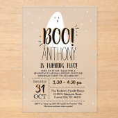 Moderne kleine boe! Halloween 2e verjaardag Acryl Uitnodigingen (Voorkant)