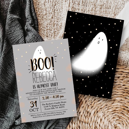 Moderne kleine boe! Halloween Baby shower Kaart