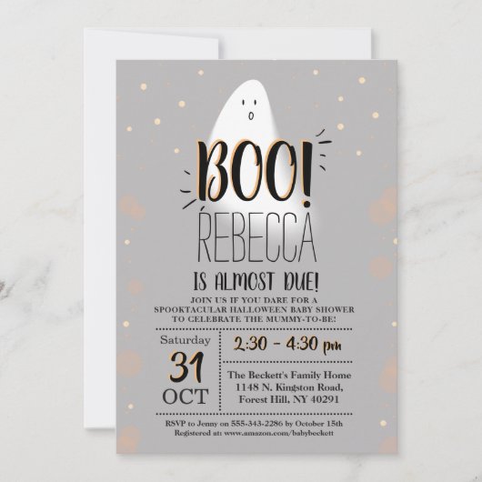 Moderne kleine boe! Halloween Baby shower Kaart (Voorkant)