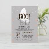 Moderne kleine boe! Halloween Baby shower Kaart (Staand voorkant)