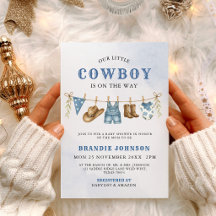 Moderne Kleine Cowboy Baby Shower Blauwe Waslijn