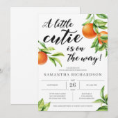 Moderne kleine cutie is op de weg oranje baby meis kaart (Voorkant / Achterkant)