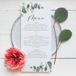 Moderne kleine eucalyptus eenvoudige elegante brui menu<br><div class="desc">Moderne minimale eucalyptus eenvoudige elegante trouwmenu</div>