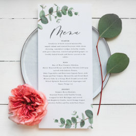 Moderne kleine eucalyptus eenvoudige elegante brui menu