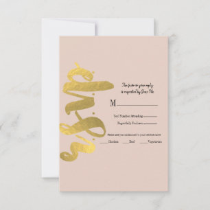 Moderne kleine Folie Gold beige bruiloft - details RSVP Kaartje