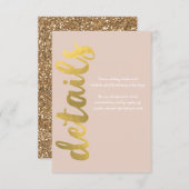 Moderne kleine Folie Gold beige bruiloft - details RSVP Kaartje (Voorkant / Achterkant)