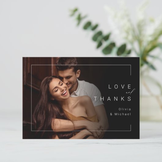 Moderne kleine foto's bruiloft bedankt (Staand voorkant)