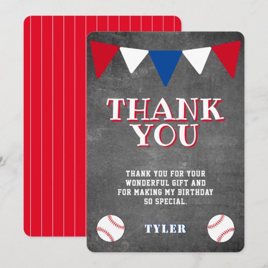 Moderne kleine honkbalkplank, kinderen van zaterda bedankkaart (Voorkant / Achterkant)