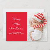 Moderne kleine kerst foto geboorte aankondiging (Voorkant)