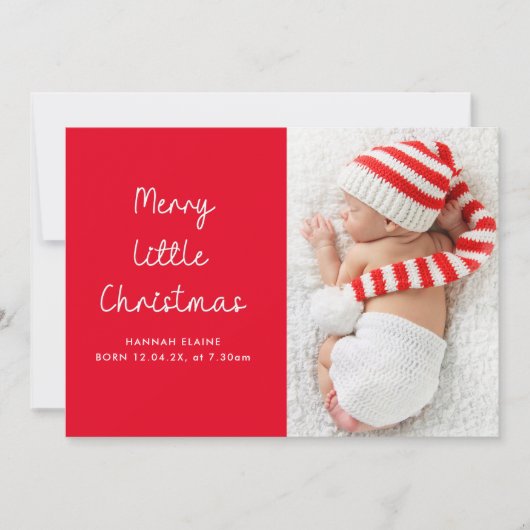 Moderne kleine kerst foto geboorte aankondiging (Voorkant)