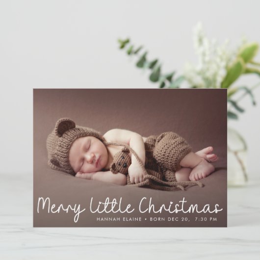 Moderne kleine Kerstmis geboorte aankondiging (Staand voorkant)