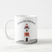 Moderne kleine legante minimalistische vuurtoren koffiemok (Links)