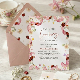 Moderne Kleine Liefdeskever Rood Roze Baby Shower Kaart