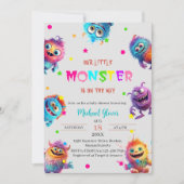Moderne Kleine Monsters Waterverf baby shower Invi Kaart (Voorkant)