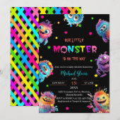 Moderne Kleine Monsters Waterverf baby shower Kaart (Voorkant / Achterkant)