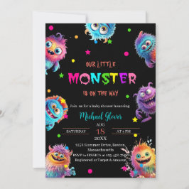 Moderne Kleine Monsters Waterverf baby shower Kaart