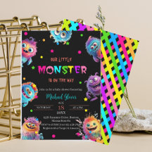 Moderne Kleine Monsters Waterverf baby shower