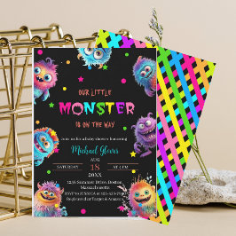 Moderne Kleine Monsters Waterverf baby shower Kaart