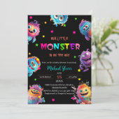 Moderne Kleine Monsters Waterverf baby shower Kaart (Staand voorkant)