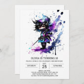 Moderne kleine ninja meisje verjaardag kaart (Voorkant / Achterkant)