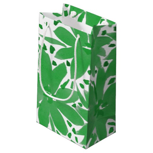 Moderne kleine, op maat gesneden Floral Green Gift Klein Cadeauzakje (Achterkant Gekanteld)