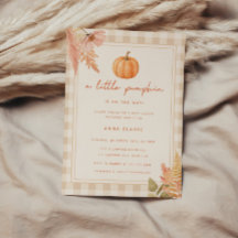 Moderne "Kleine Pompoen" Gingham Herfst Baby Showe