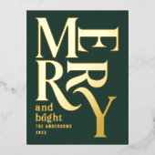 Moderne kleine traditionele groene kerst folie feestdagen briefkaart (Voorkant)