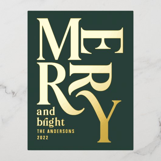 Moderne kleine traditionele groene kerst folie feestdagen briefkaart (Voorkant)