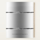 Moderne kleine zilver en zwarte strepen planner (Achterkant)