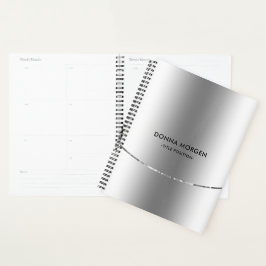 Moderne kleine zilveren Stripes Planner (Display)